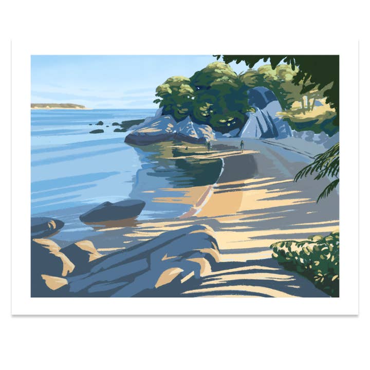 Half Moon Beach, Massachusetts Print for wholesale by Kat Maus Haus Illustration