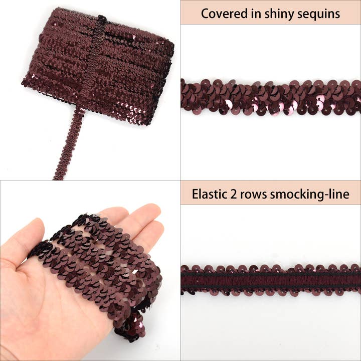 AK Brand - Wholesale Ribbon – Gift wrapping - Elastic Sequin Trim 0.8 Inch Glitter Paillette Ribbon14