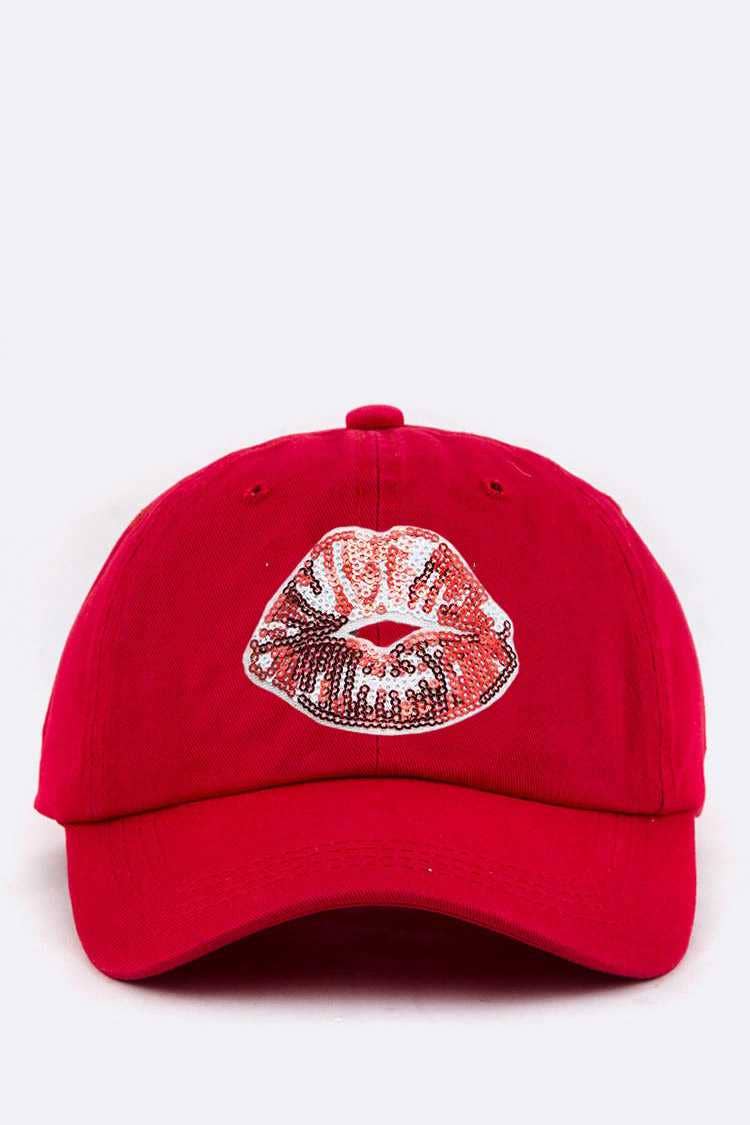 LA Jewelry Plaza - Wholesale Baseball Cap - Women's - Sequin Kiss Lip Patch Cotton Cap3
