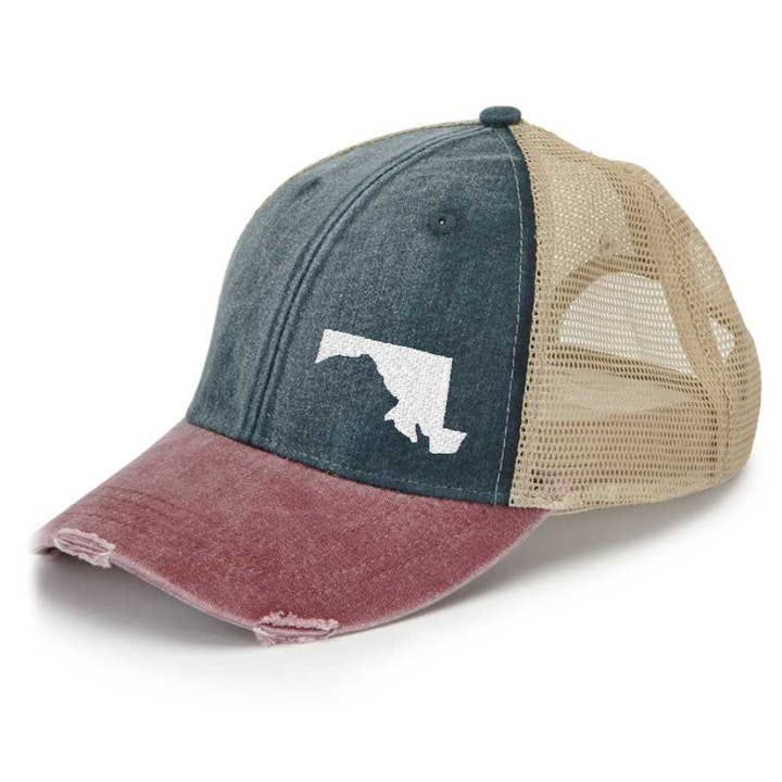 Maryland Off Center Hat - Distressed hat - Many Colors for wholesale by Gracie Designs