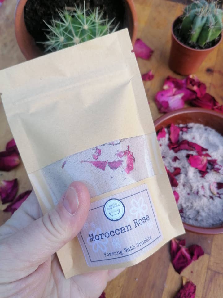 Moroccan Rose Foaming Bath Crumble for wholesale by The Soap Shack