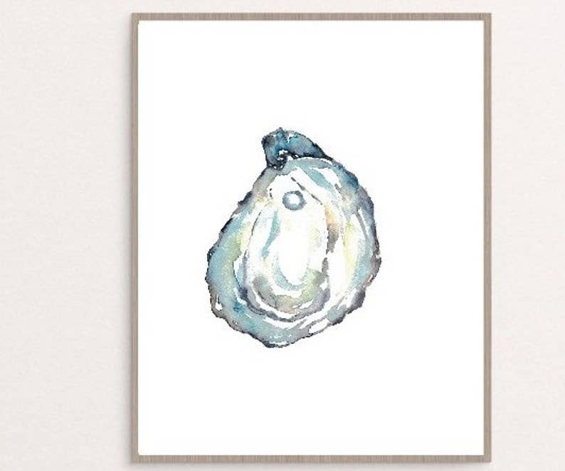 Goodfairyart – wholesale Konsttryck – Oyster Pearl Shell Kustnära akvarell1