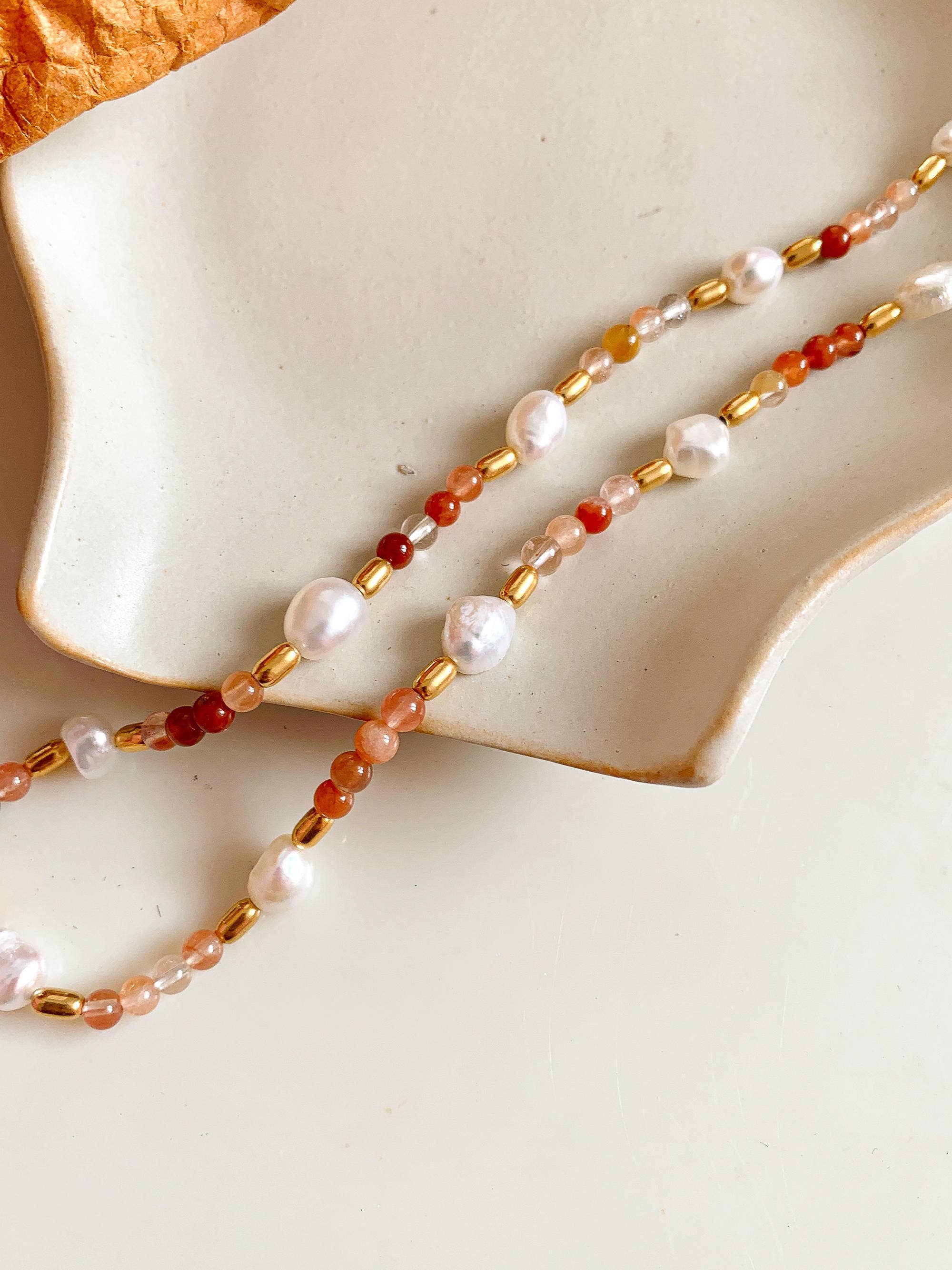 Flânerie by MAIQ - Wholesale Beaded/Pearl Necklace - 18K Non Tarnish Bohemian Rose Pearl and Bead Necklace1