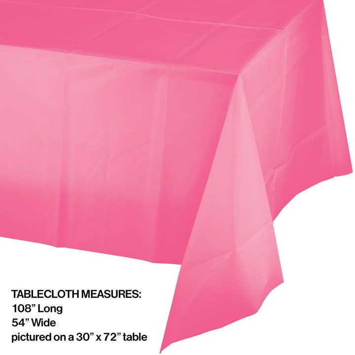 Bulk Party Decor - Wholesale Disposable Table Cover/Runner - Candy Pink Value Friendly Plastic Table Cover, 1/Pkg2