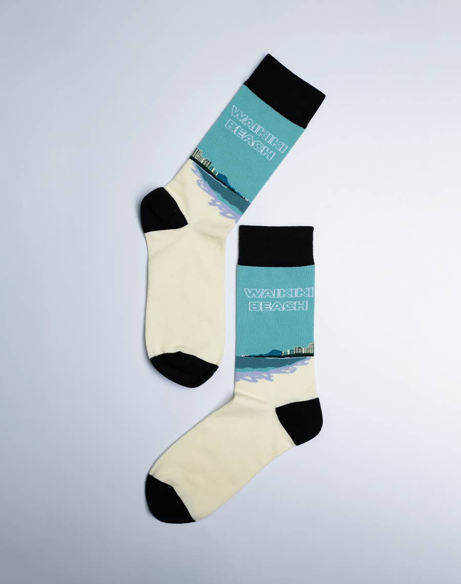 Just Fun Socks - Wholesale Socks - Men's - Men's Waikiki Beach Hawaii Crew Socks4