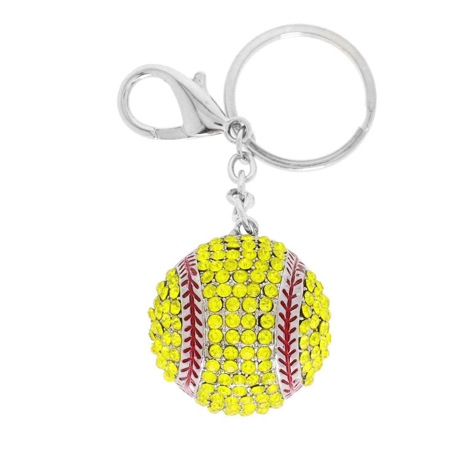 SP Sophia Collection - Wholesale Keychain - Women's - Yellow Rhinestone Crystal Pave Baseball Keychain1