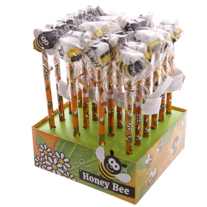 Puckator EU - Wholesale Pencil - Cute Honey Bee Pencil with Eraser Topper2