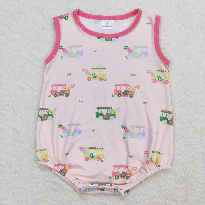 Baby Infant Girls Golf Pink Sleeveless Summer Rompers for wholesale by Aier Wholesale