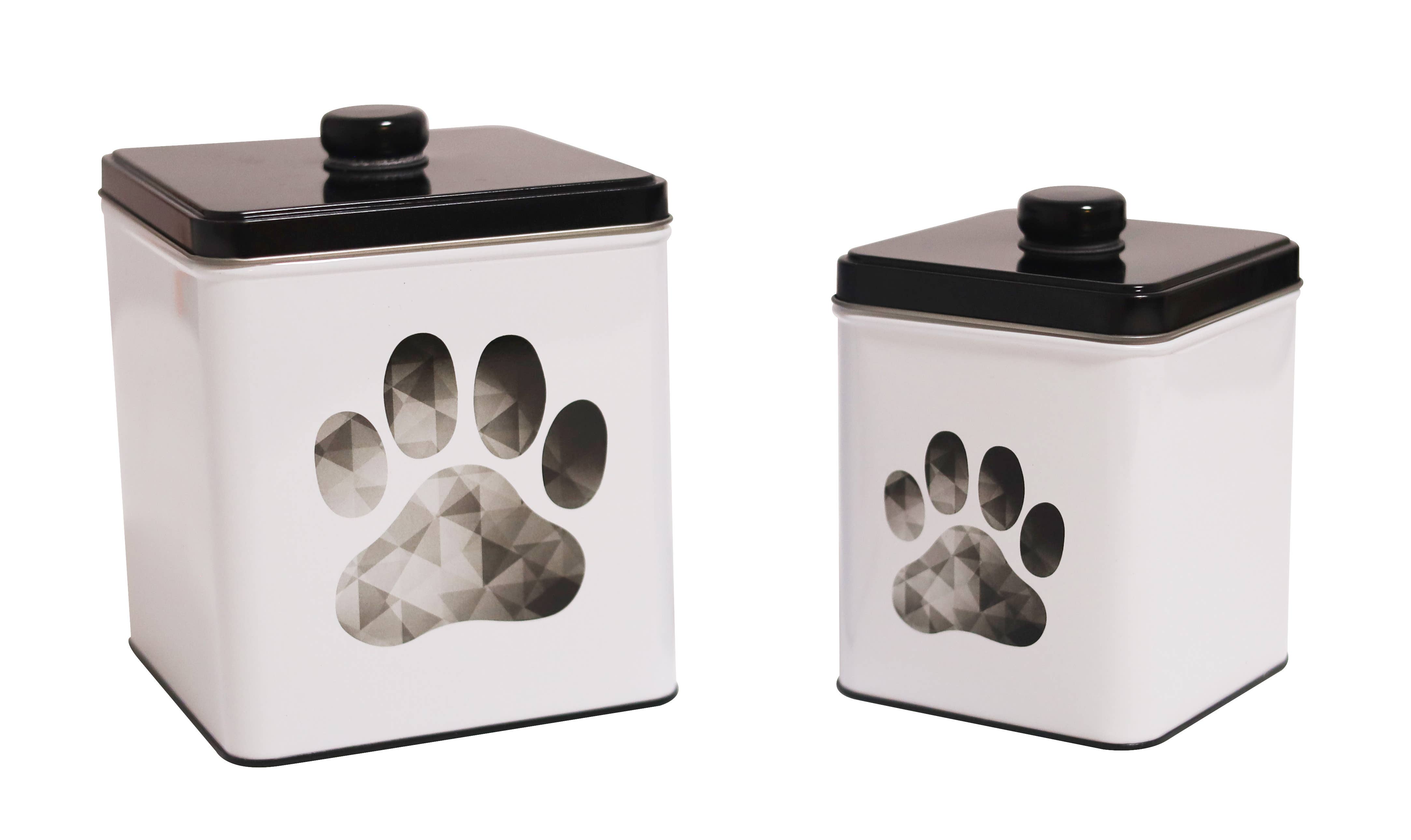 DAHO - Vente Bocal à friandises – chien - Ensemble de 2 boîtes carrées en métal pour friandises pour chiens3