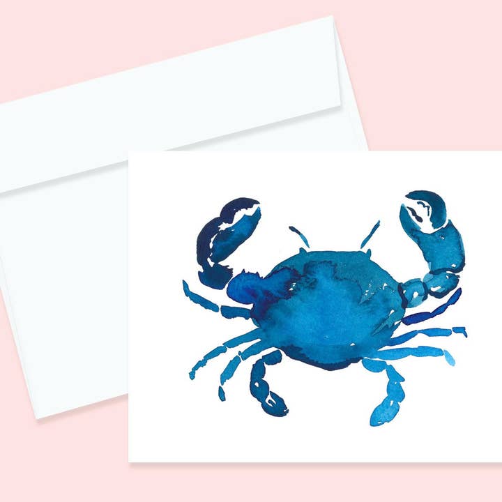 Tarjeta de felicitación de cangrejo azul acuarela para venta al por mayor de Studio C Paper