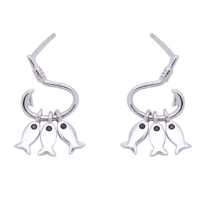 Perimade & Co. LLC – Großhandel Ohrhänger – Zierliche winzige drei Fisch-Ohrringe im Tropfen-Design aus massivem Kupfer.4