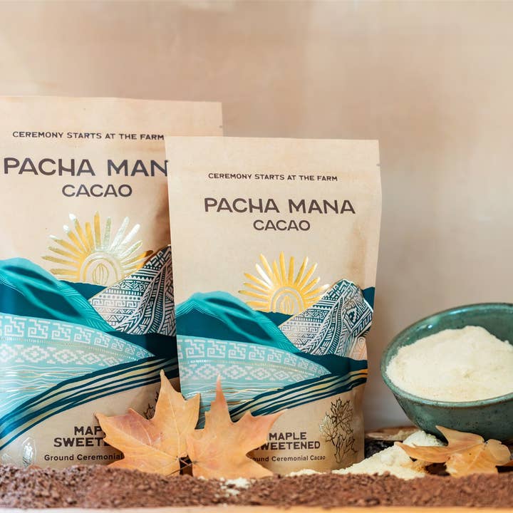 Maple Sweetened (Ground Cacao) Drinking Chocolate Blend for wholesale by Pacha Mana Cacao