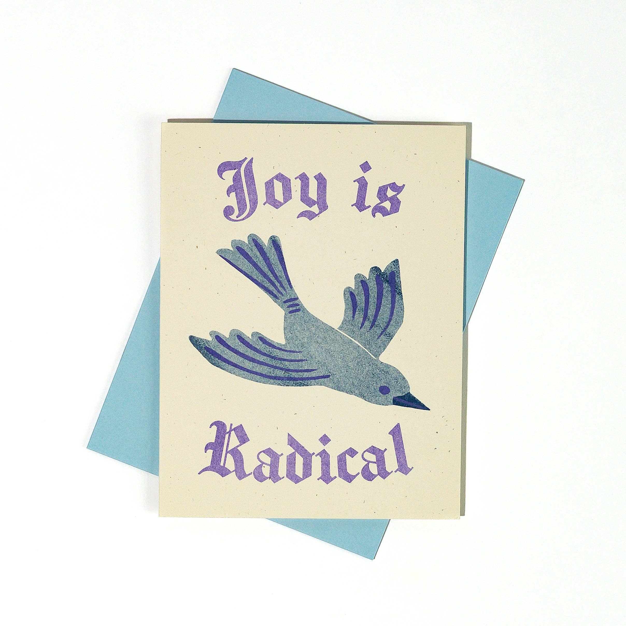 Bromstad Printing Co. - Wholesale Encouragement Card - Joy is Radical - Risograph Greeting Card1