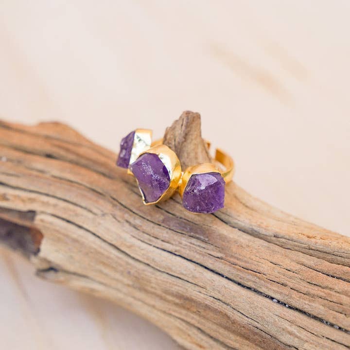Bali Queen - Wholesale Cocktail/Statement Ring - Dasha Druzy Amethyst Ring