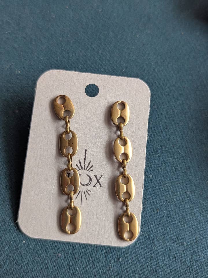 Brass Chain Drop Earrings for wholesale by JFOX Jewelry