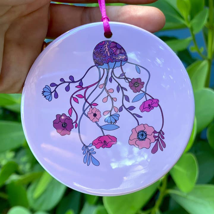 Jellyfish Ornament / Ocean Ornament / flower Ornament for wholesale by Fox & Crow Paper co.