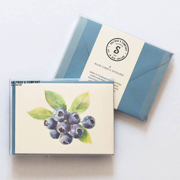 Blueberries - Box of 6 Note Cards for wholesale by Saltbox & Company