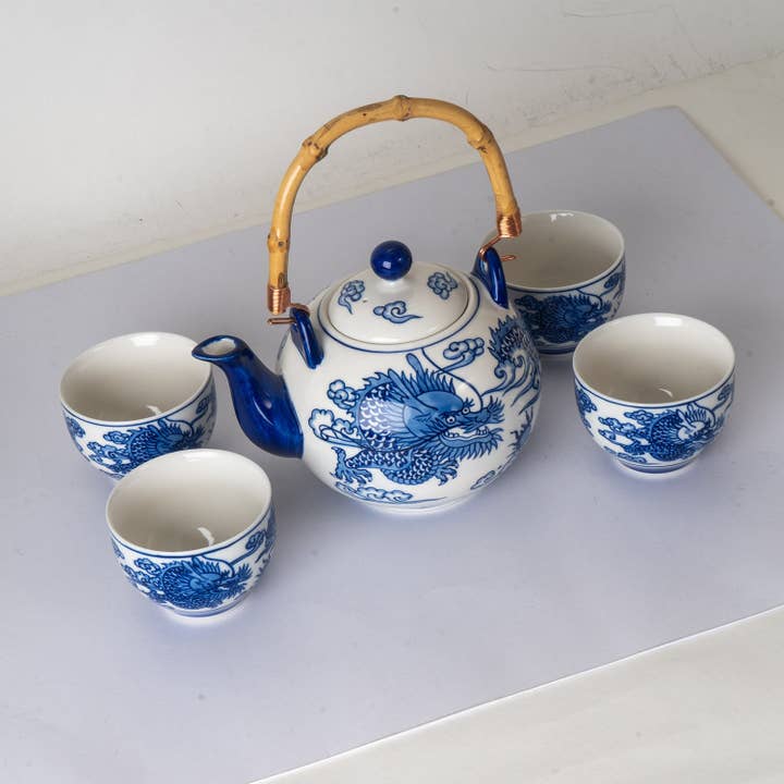 Urban Tokyo - Vendita all'ingrosso Servizi da tè - Set da tè Oriental Ryu Dragon 30 oz Teiera con 4 tazze (1/8)2