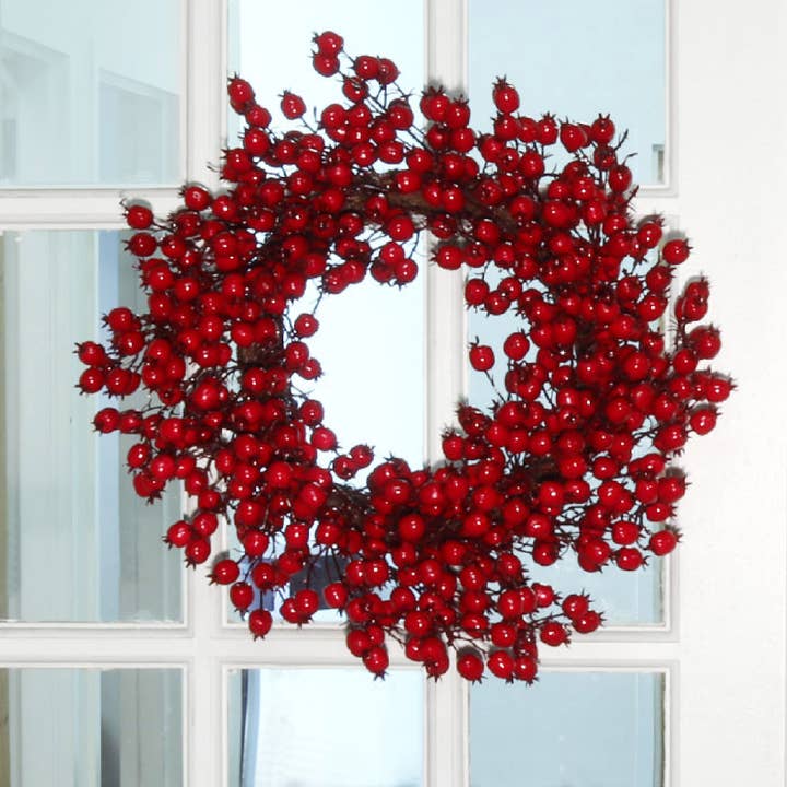 Larksilk - Wholesale Wreath - Red Berry Wreath Hawthorn Twig Berries Christmas Collection