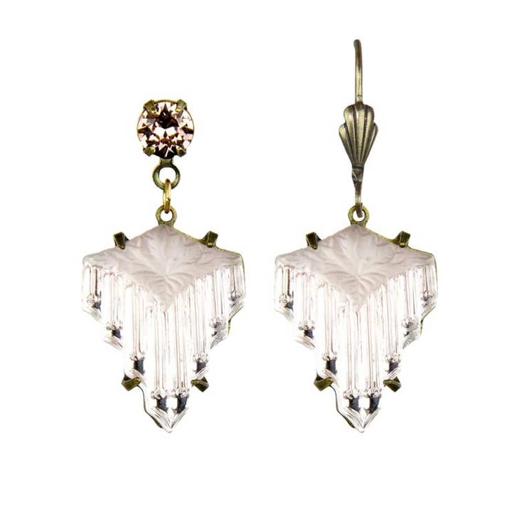 Vintage Rose Glass Stone Earrings for wholesale by Anne Koplik Designs, Inc.