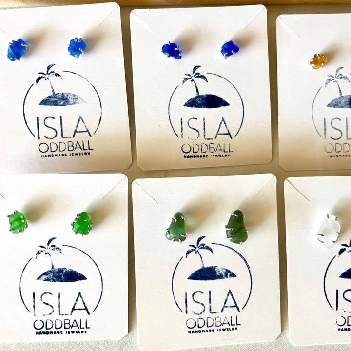 Sterling Silver Seaglass Stud Earrings for wholesale by Isla Oddball