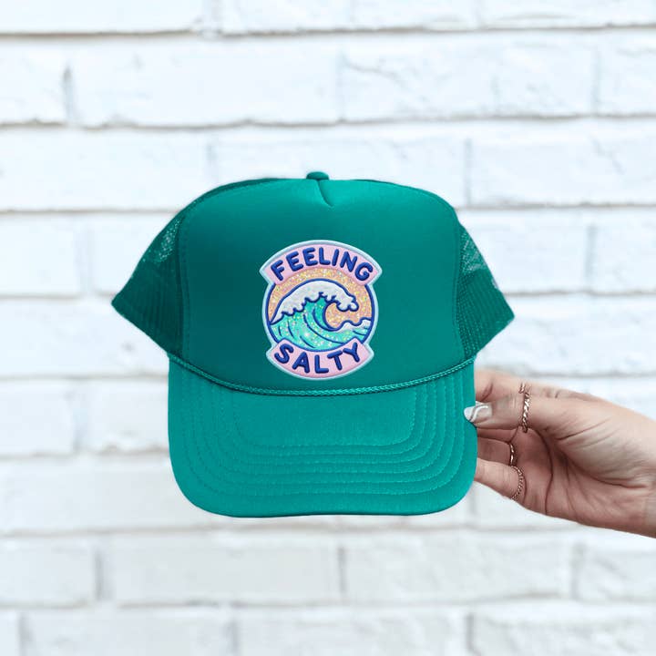 Swain Co. - Wholesale Trucker Hat - Women's - Feeling Salty Trucker Hat | Funny Summer Hat | Embroidered Beach Hat | Coastal Style Cap | Vacation Trucker Hat | Salty Hat for Her1