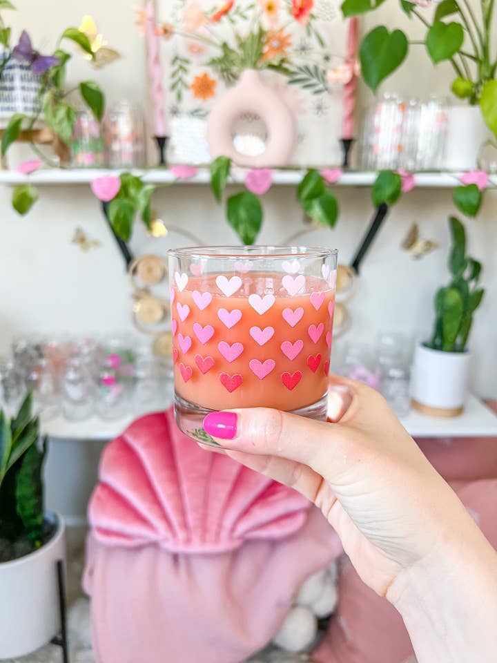11oz Red Hearts Cocktail Glass for wholesale by Hart and Flora Shop