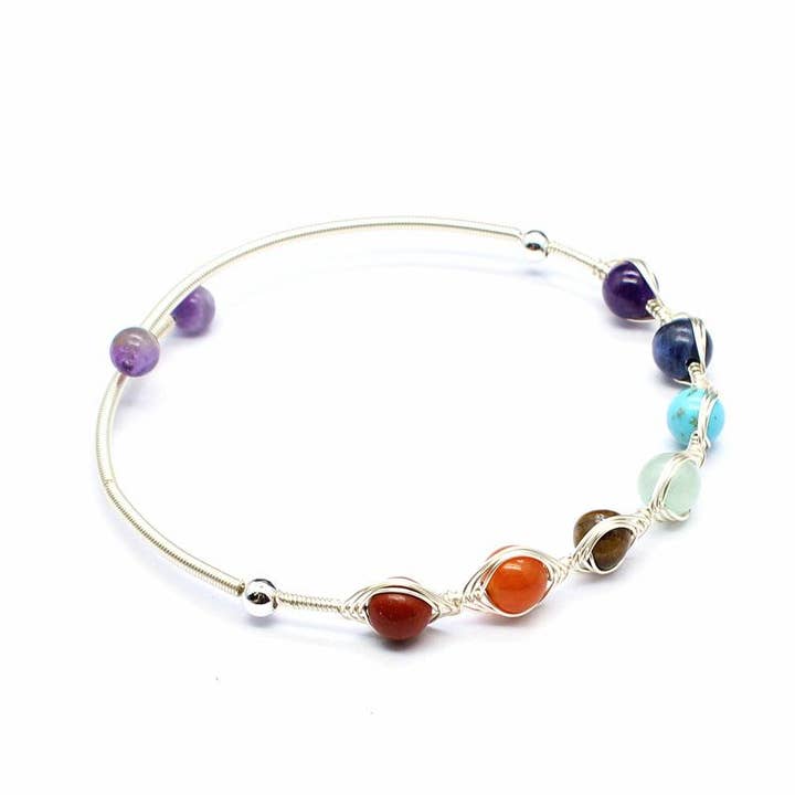 Mio Queena - Wholesale Cuff Bracelet - Hand-braided Copper Wire Wound Natural Stone Cuff Bangle -CS