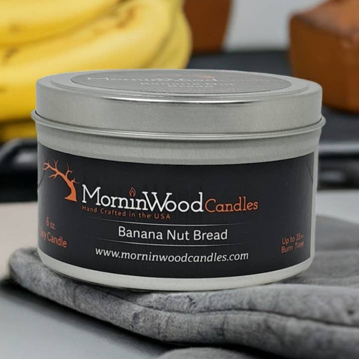 Banana Nut Bread - Soy Tin Collection for wholesale by MorninWood Candles