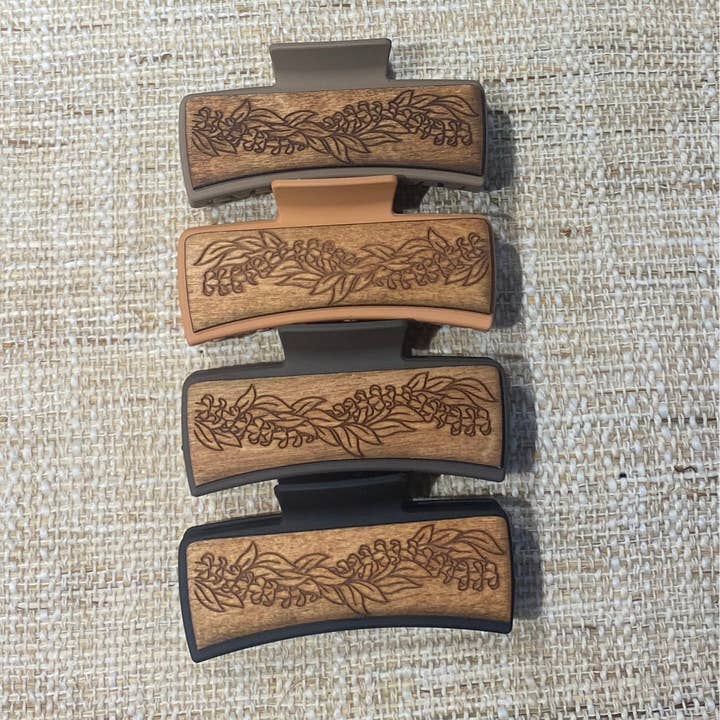 Wooden Hair Clips Assorted - Twist Lei Puakenikeni for wholesale by Ho`onani Love