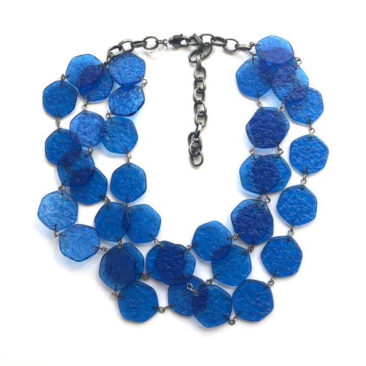 Aqua Blue 'Stained Glass' Ice Chip Necklace for wholesale by Leetie Lovendale