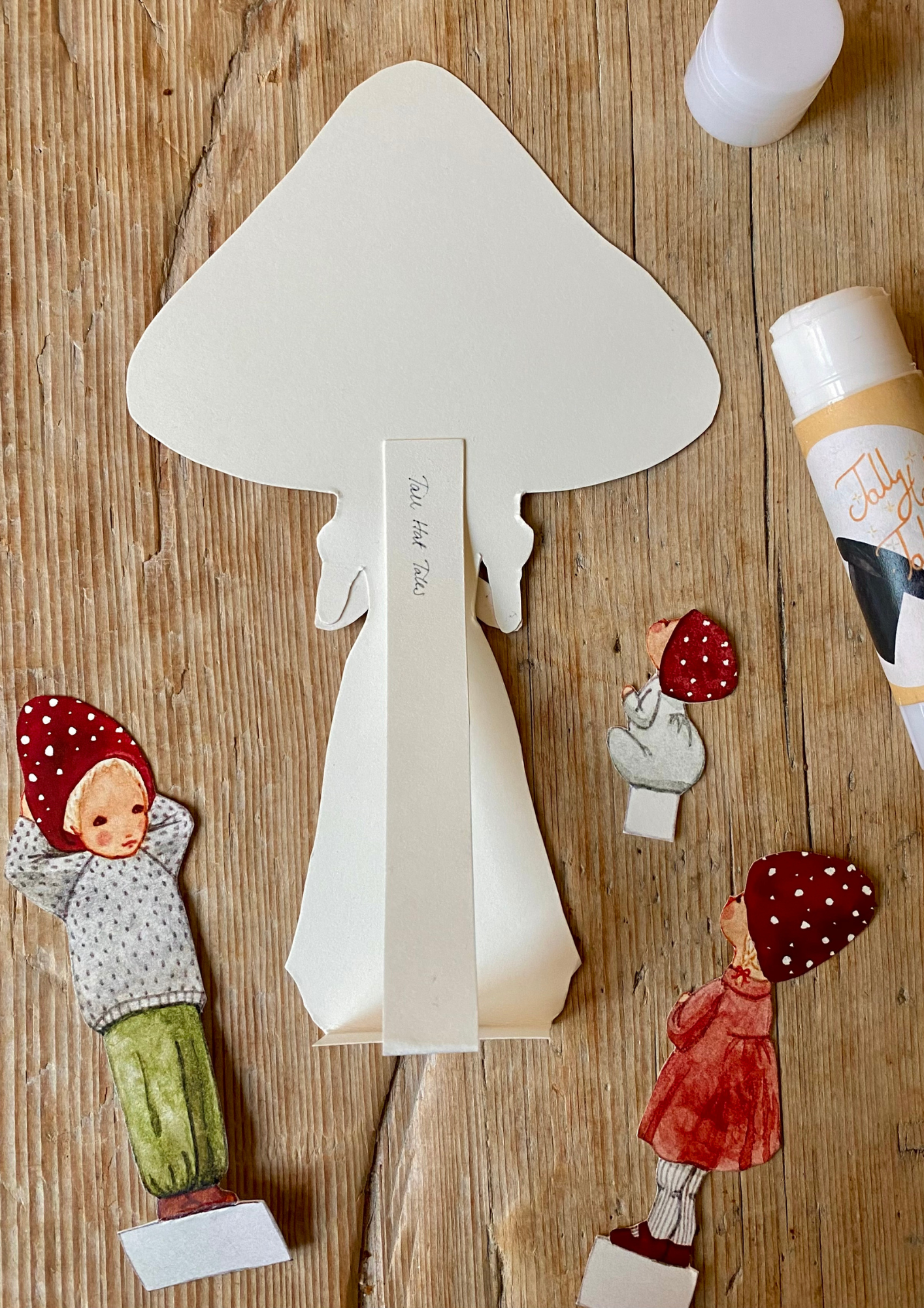 Tall Hat Tales - Wholesale Art Print - Papercutouts Red Mushroom Mom with Children3