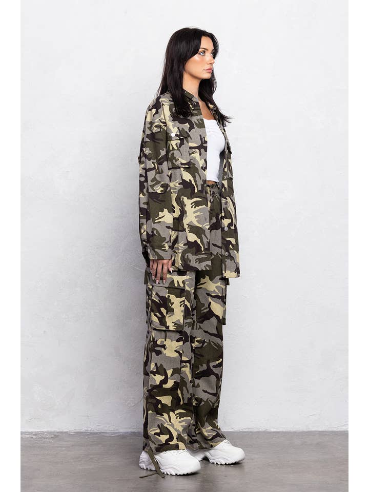 No Vacancy - Wholesale Pants - Women's - Military camo loose fit cargo pants