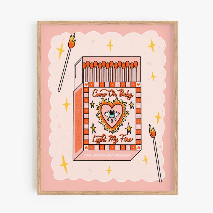 Light My Fire Art Print for wholesale by The Doodling Nomad
