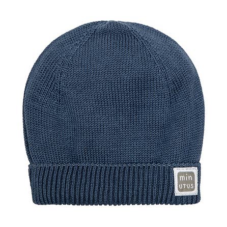 Bonnet bébé en tricot bleu 100 % coton pour la vente par Minutus