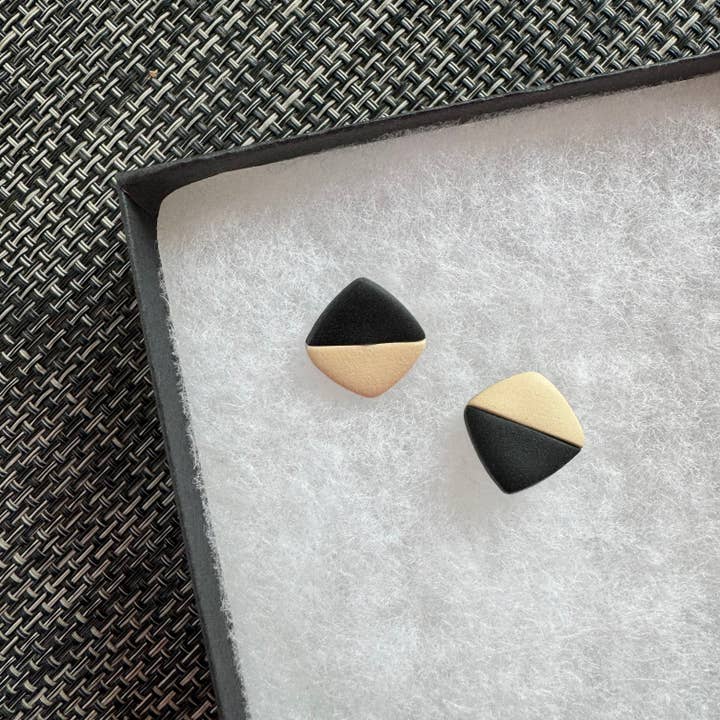 Isla | Colorblock Stud Earrings (in 3 color combos) for wholesale by Understated Clay
