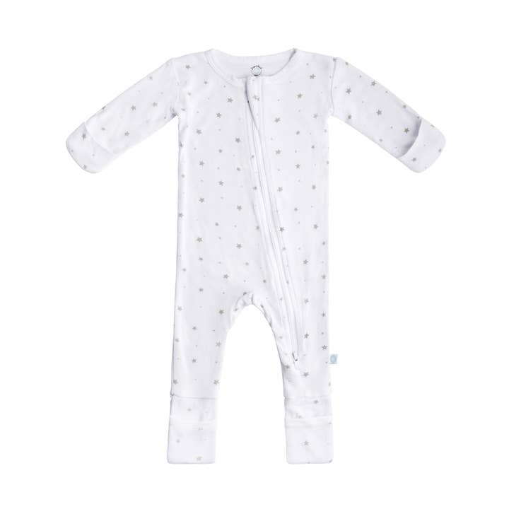 Pijama de bambú para bebé con DreamCuffs® - Grey Star para venta al por mayor de Dreamland Baby