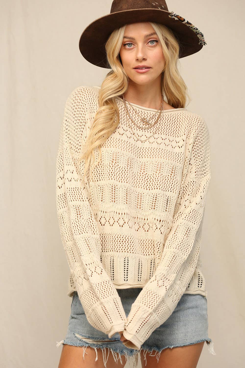 KyeMi - Wholesale Knit Sweater - Women's - Sweater In Pointelle With Dolman2