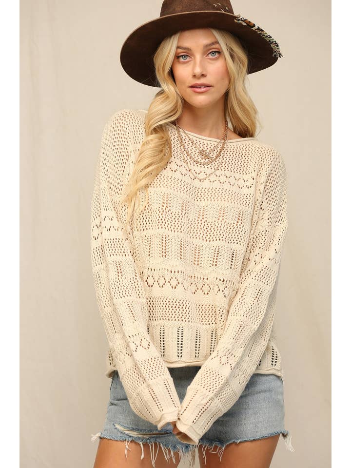 KyeMi - Wholesale Knit Sweater - Women's - Sweater In Pointelle With Dolman2