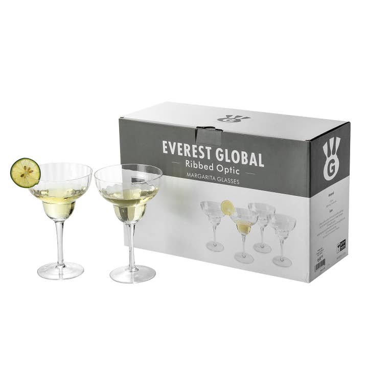 Everest Global - Wholesale Cocktail/Liquor Glass - Ribbed Optic Margarita Glasses set of 49