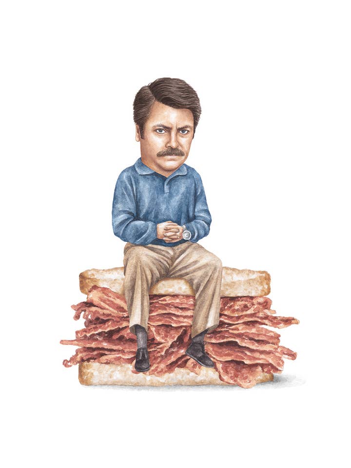 Ron Swanson - Parks and Rec - Watercolor Print for wholesale by Celebs on Sandwiches