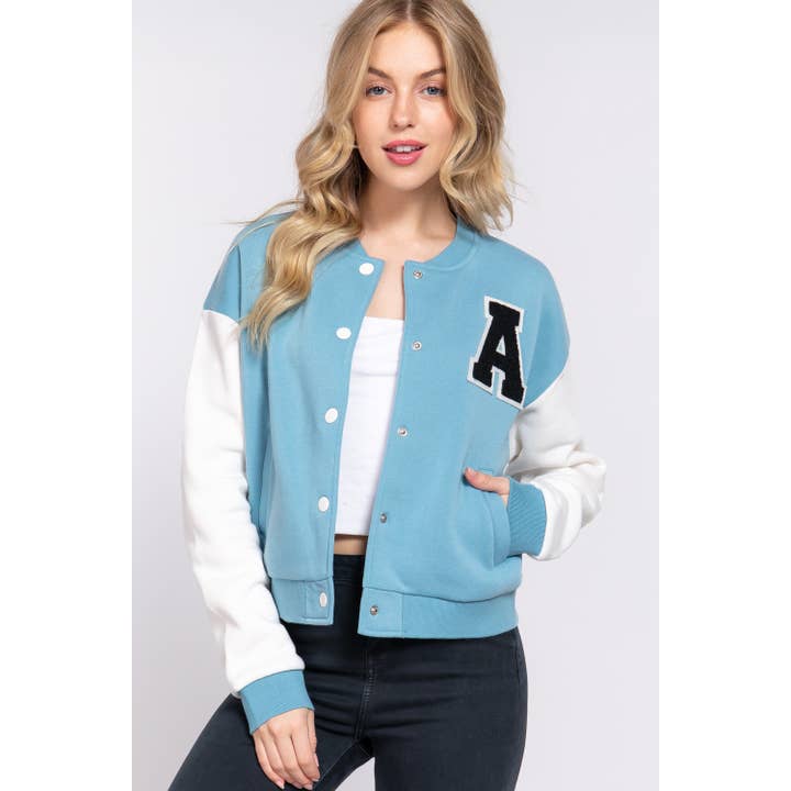 Apolline - Wholesale Varsity/Baseball Jacket - Women's - COLOR BLOCK BRUSHED VARSITY FLEECE JACKET17