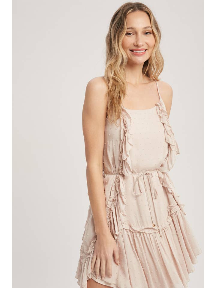 Bluivy - Wholesale Dress - Women's - LACE UP BACK RUFFLE MINI DRESS