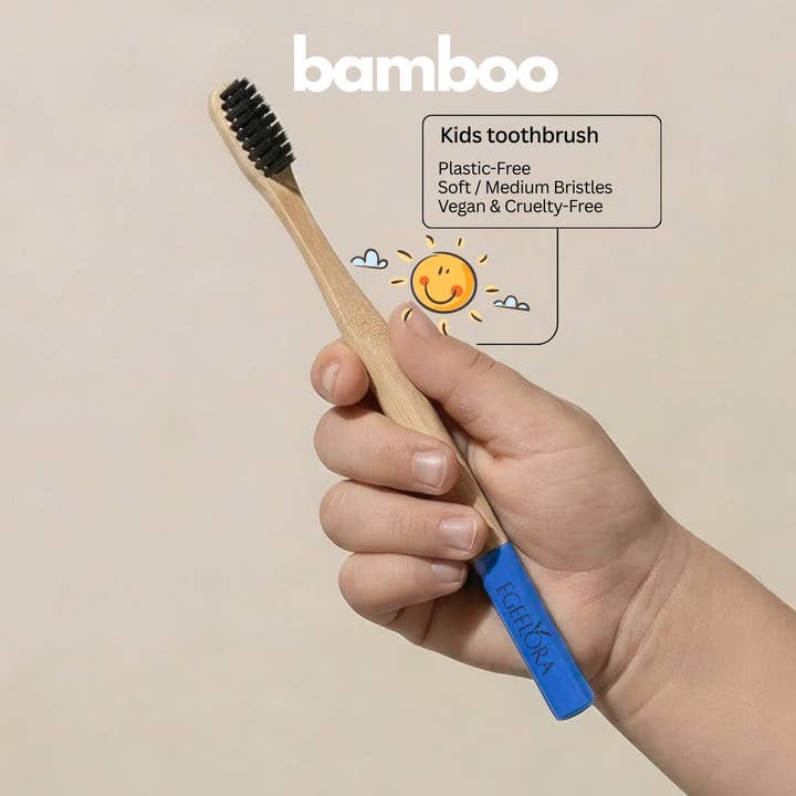 Bamboetandenborstel voor kinderen – blauw | milieuvriendelijk & plasticvrij voor wholesale door Egeflora