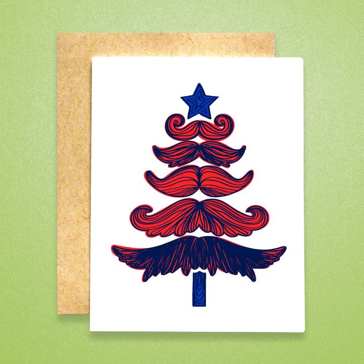 Mustasch julgran kort - färg för wholesale av Raven + Unicorn