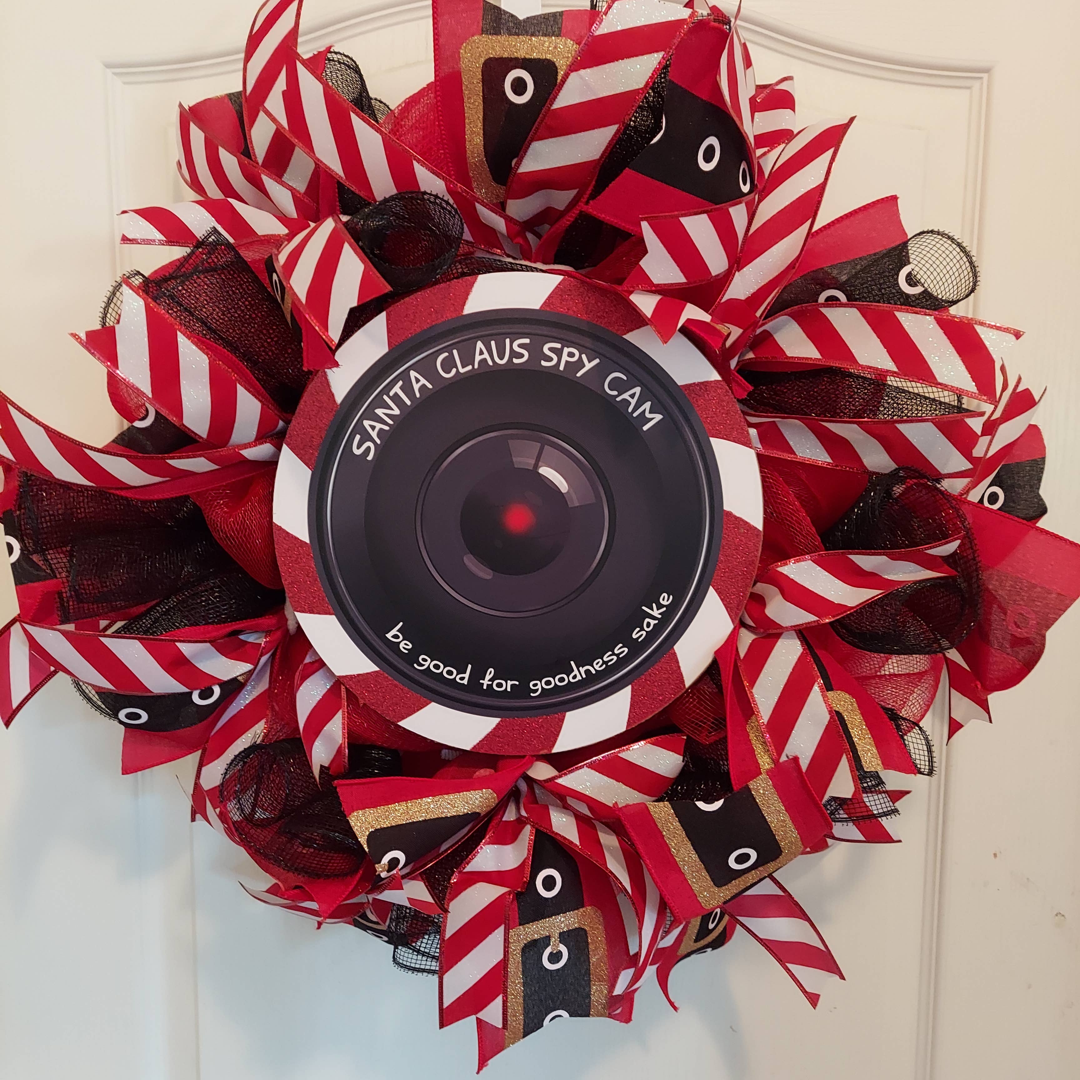 An Array of Wreaths, LLC - Wholesale Wreath - Santa Claus Spy Cam Deco Mesh Wreath1