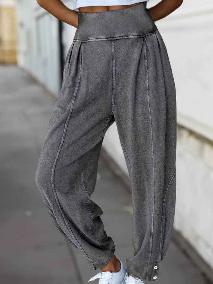 Mineral Wash Jogger Style High Waist Pants | S-XL for wholesale by Aapparella