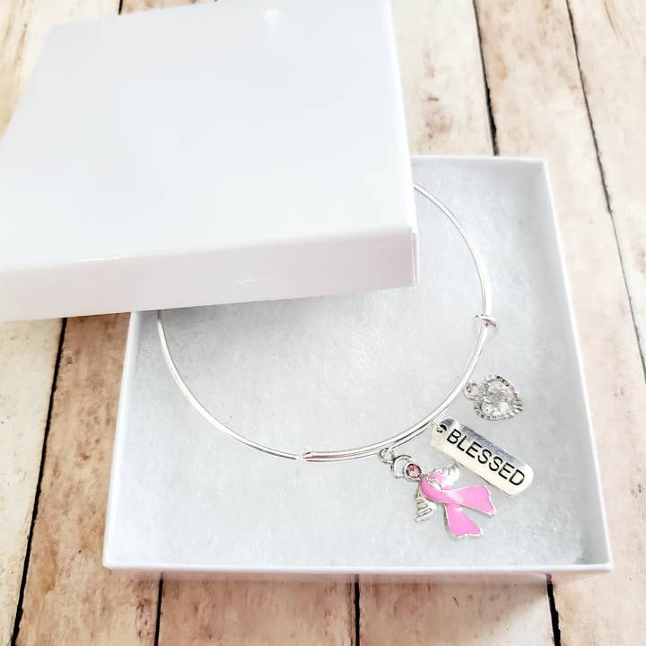 Tots And Tumblers Art – wholesale Berlockarmband – Bröstcancer medvetenhet välsignade Charm armband