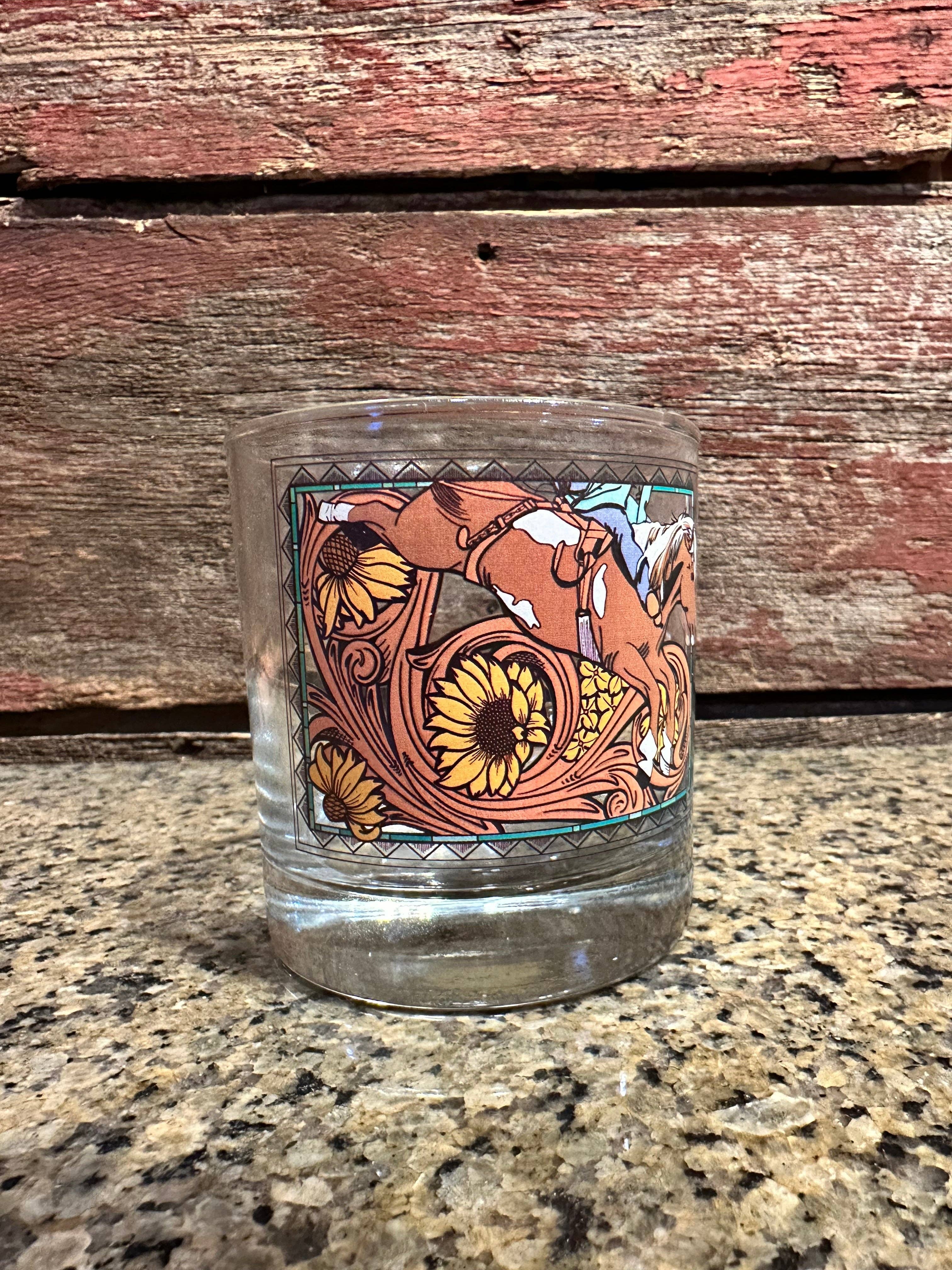 The Rodeo Rose - Vendita all'ingrosso Bicchieri da cocktail/superalcolici - Bicchiere On the Rocks con Cavallo Bareback e Motivo Rodeo Western da Cowgirl1