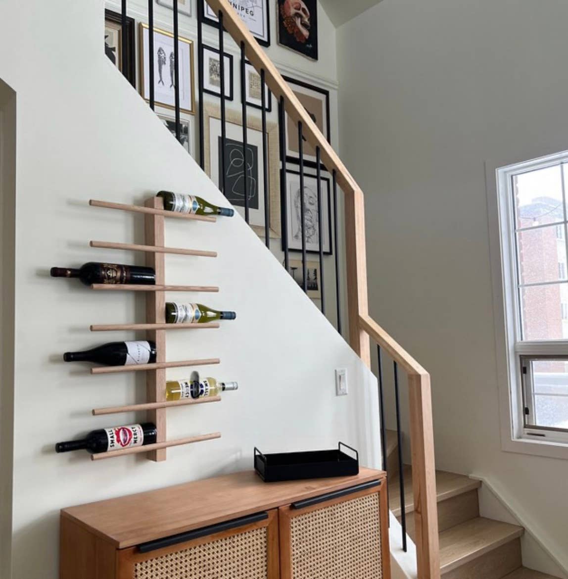 DmsDesignTeam – wholesale Wall-mounted shelf – Unique Vertical Oak Wine Rack5